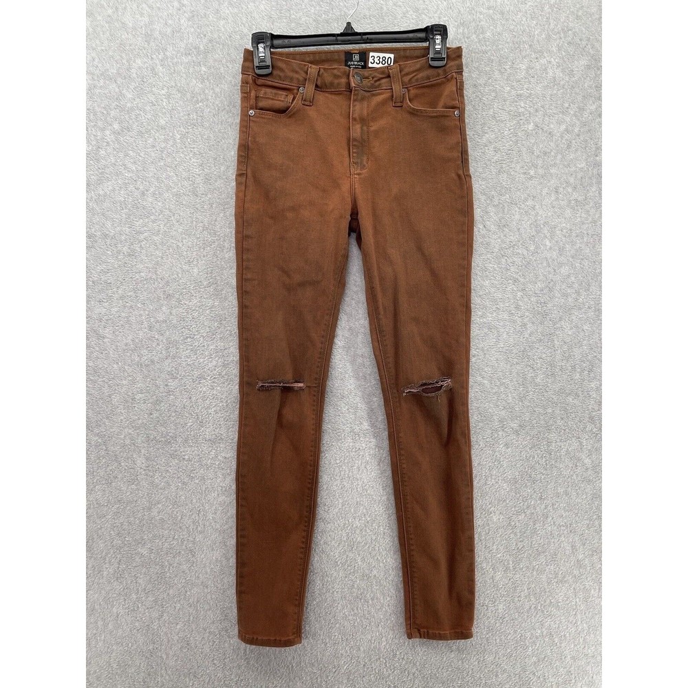 JustBlack Women's Pants Distressed Brown Size 27 Skinny Cotton Blend USA Made - Picture 1 of 14